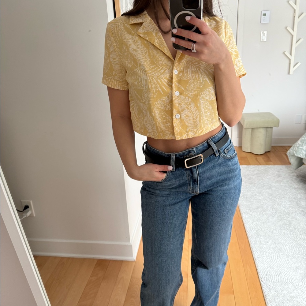 HAWAIIN XS YELLOW CROP TOP SHIRT